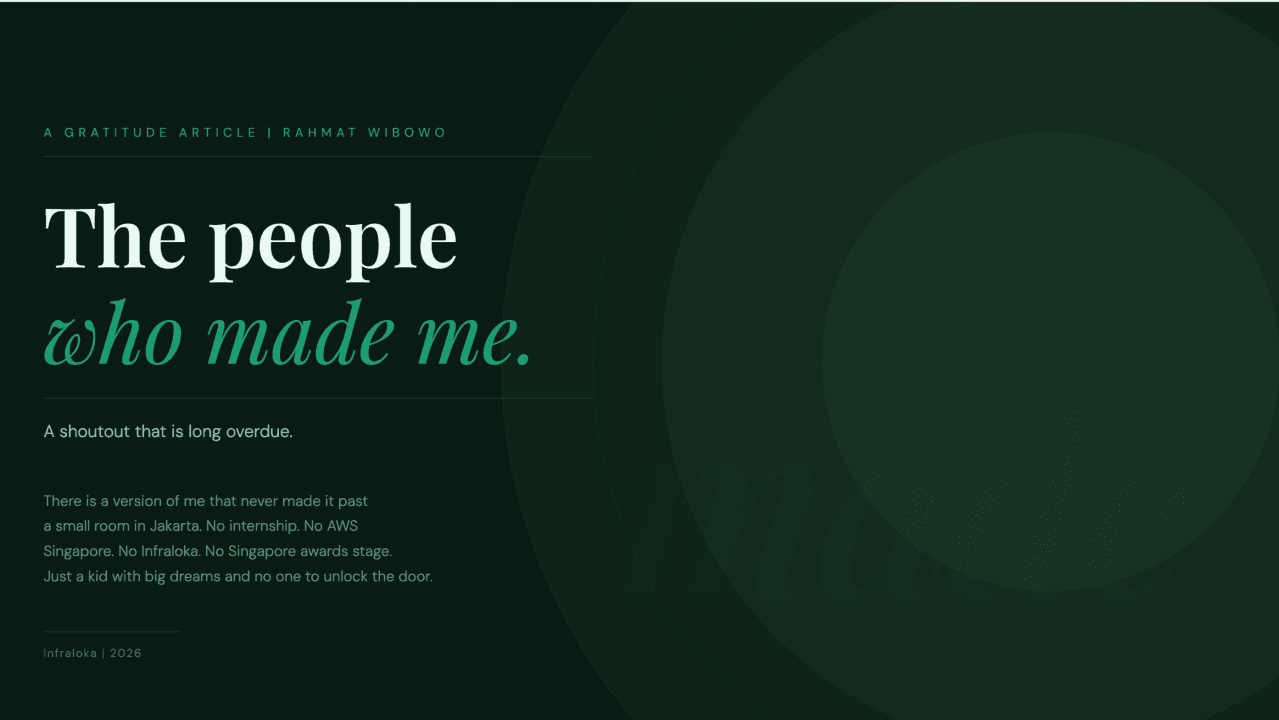 The people who made me. A shoutout that is long overdue. By Rahmat Wibowo From Infraloka