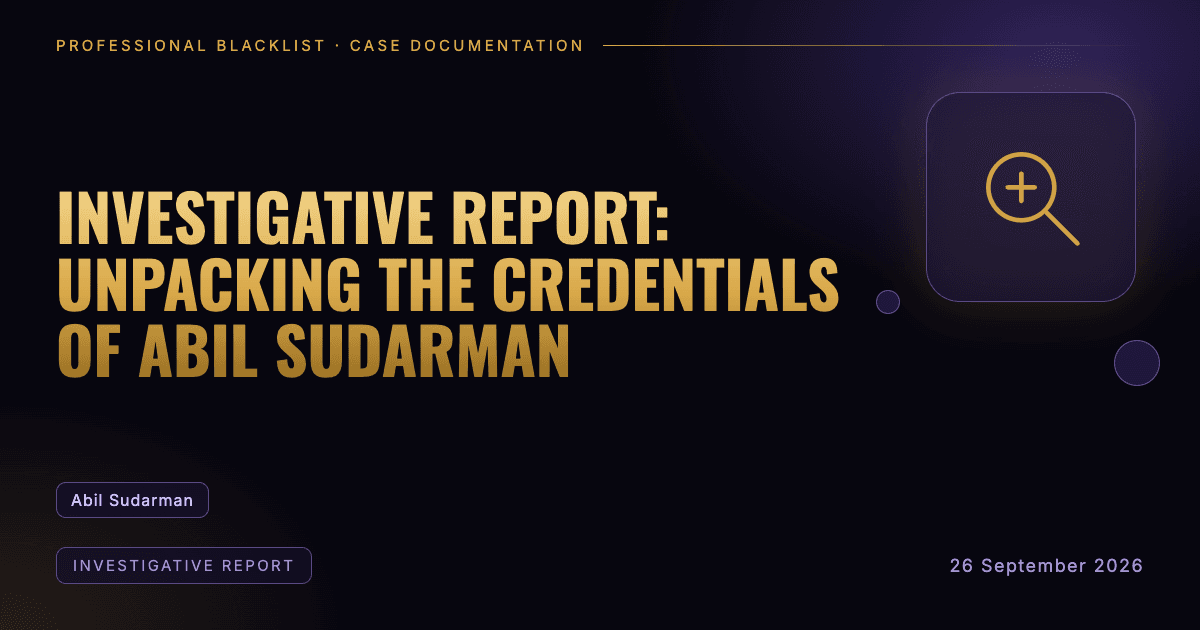 Header illustration: investigative report involving Abil Sudarman