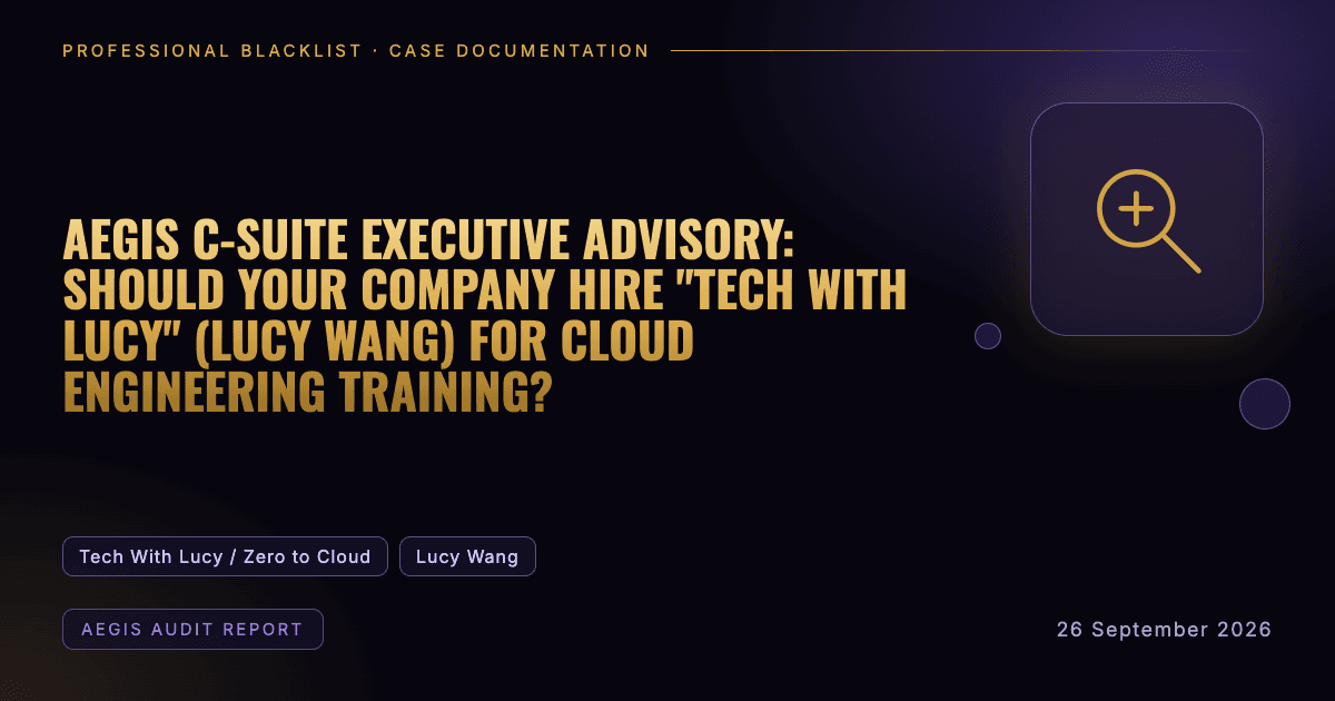 Header illustration: aegis audit report involving Tech With Lucy / Zero to Cloud, Lucy Wang