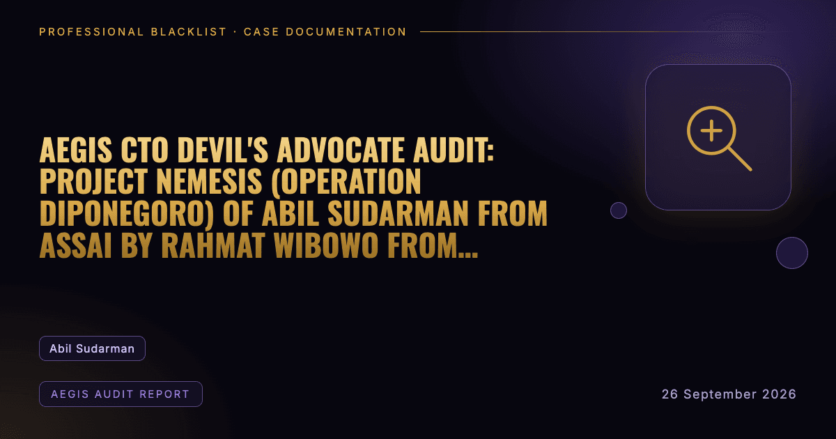 Header illustration: aegis audit report involving Abil Sudarman