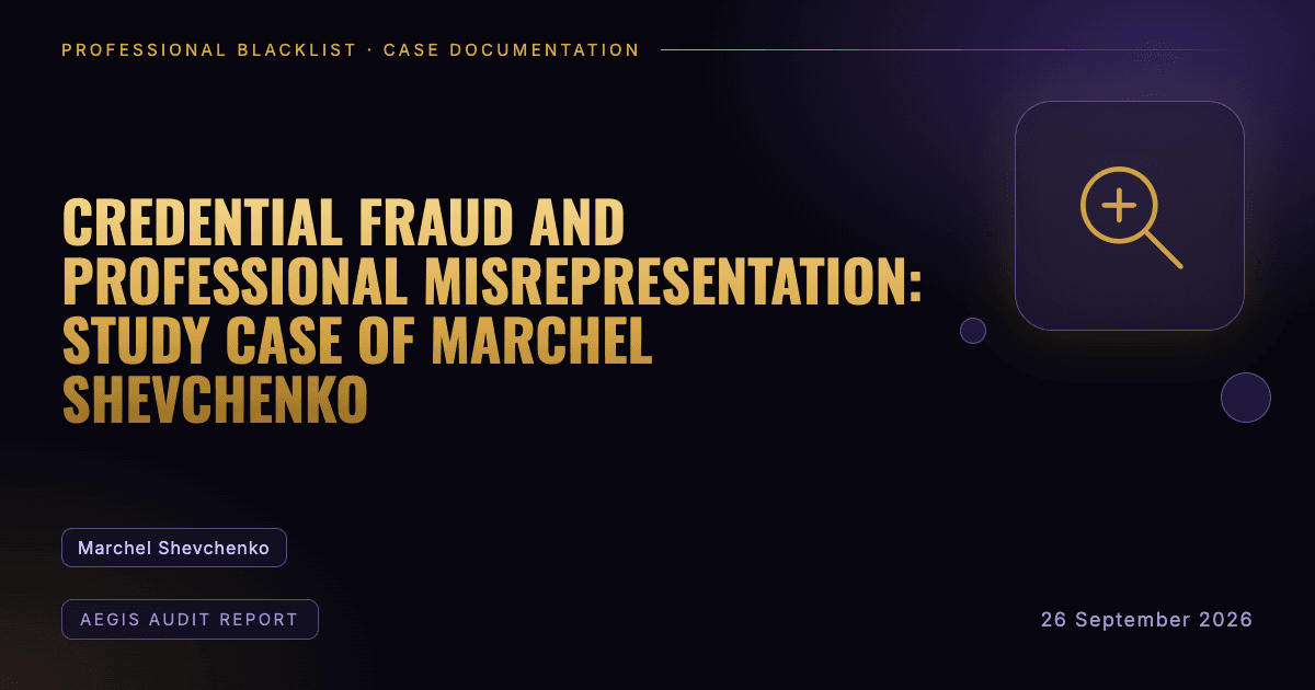 Header illustration: aegis audit report involving Marchel Shevchenko