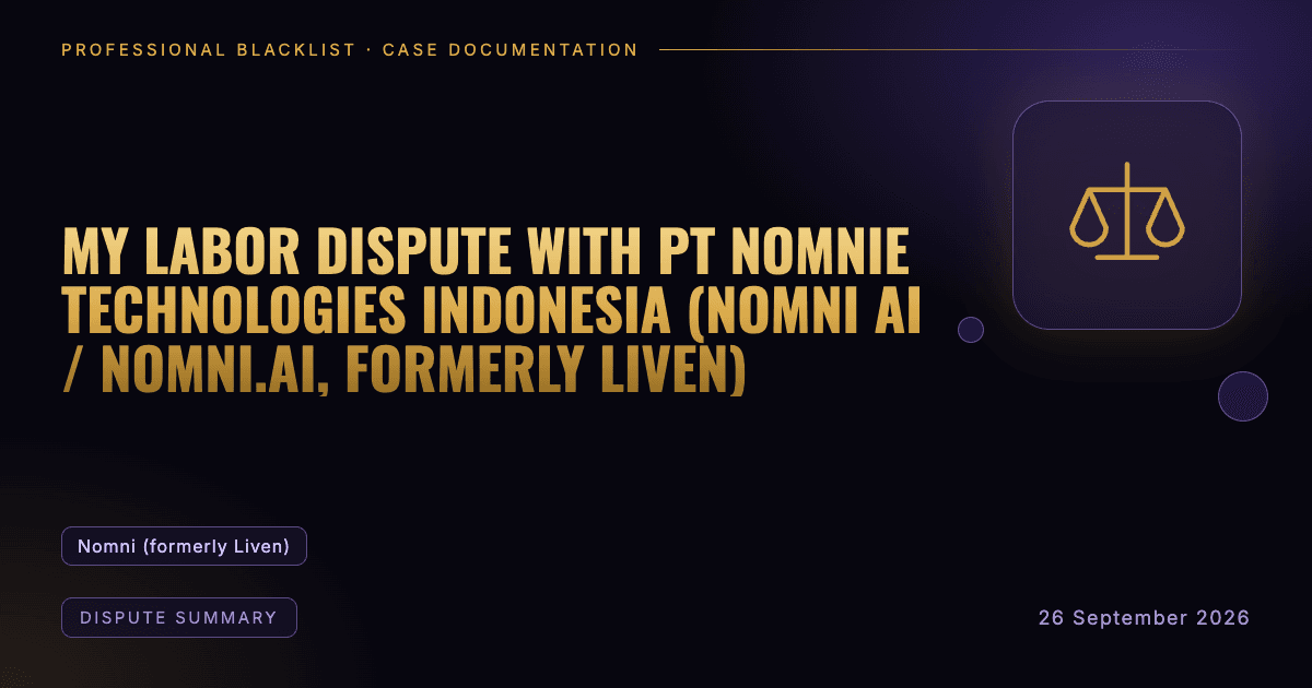 Header illustration: dispute summary involving Nomni (formerly Liven)