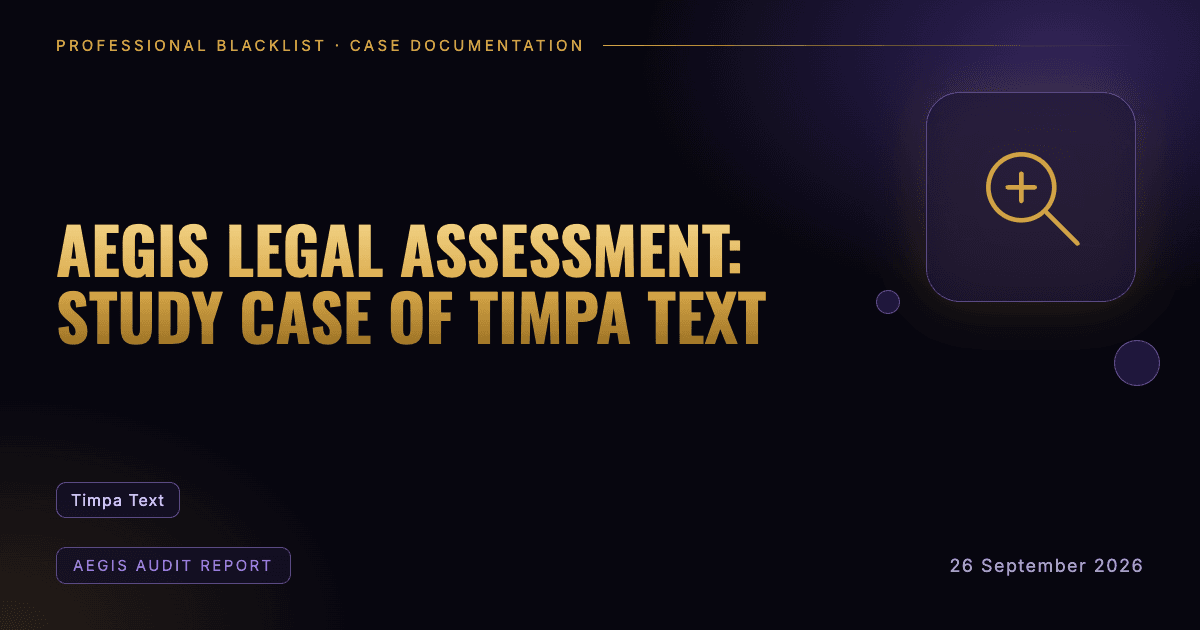 Header illustration: aegis audit report involving Timpa Text