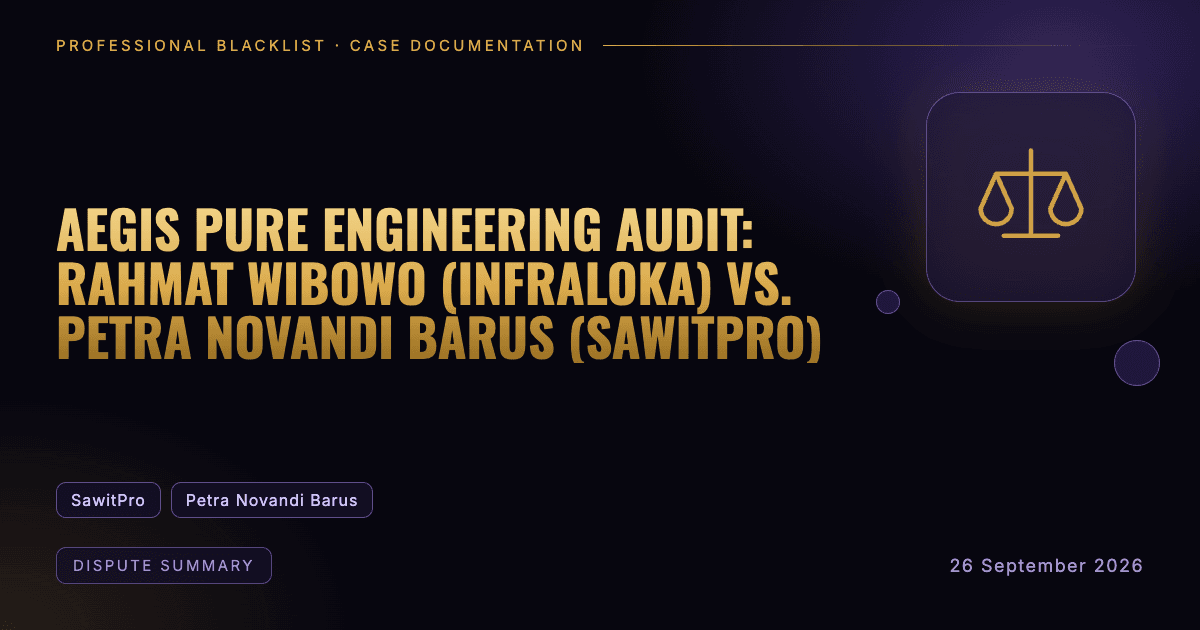 Header illustration: dispute summary involving SawitPro, Petra Novandi Barus