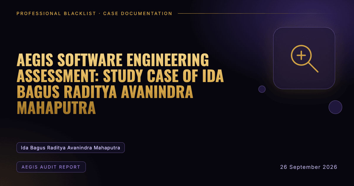 Header illustration: aegis audit report involving Ida Bagus Raditya Avanindra Mahaputra