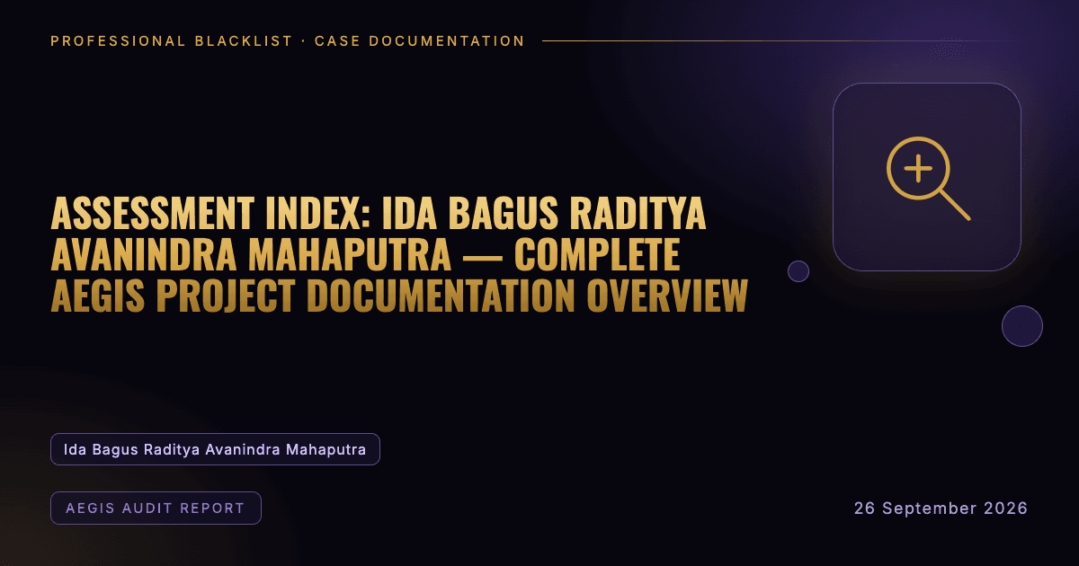 Header illustration: aegis audit report involving Ida Bagus Raditya Avanindra Mahaputra