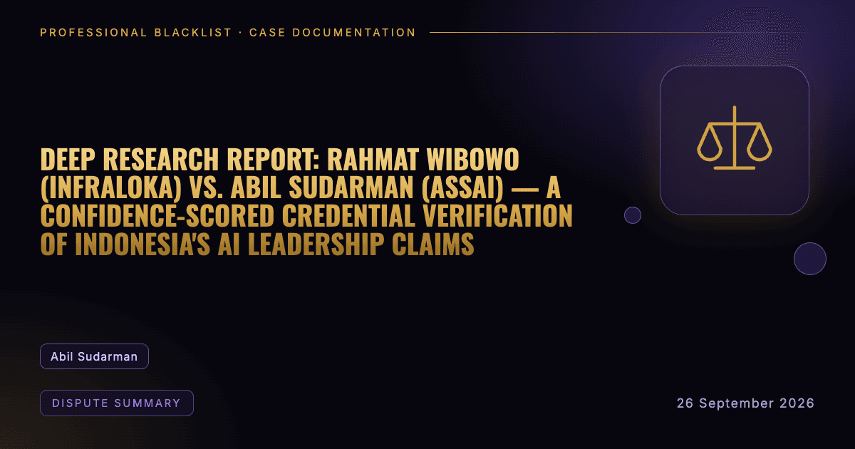 Header illustration: dispute summary involving Abil Sudarman