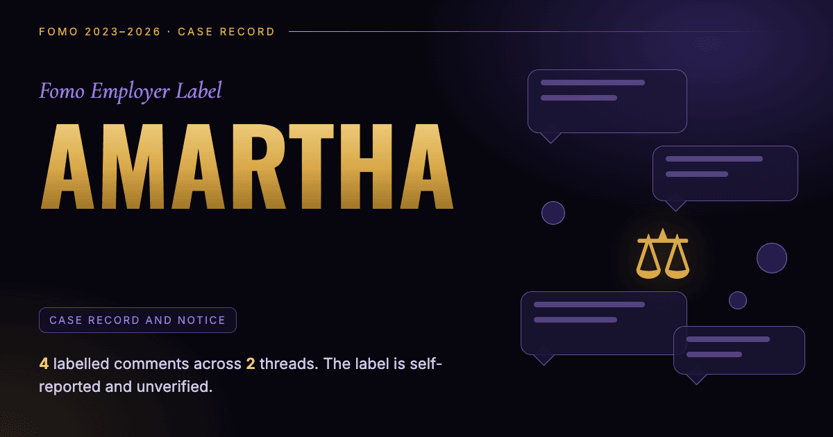 Header illustration: Fomo employer label Amartha, case record and notice