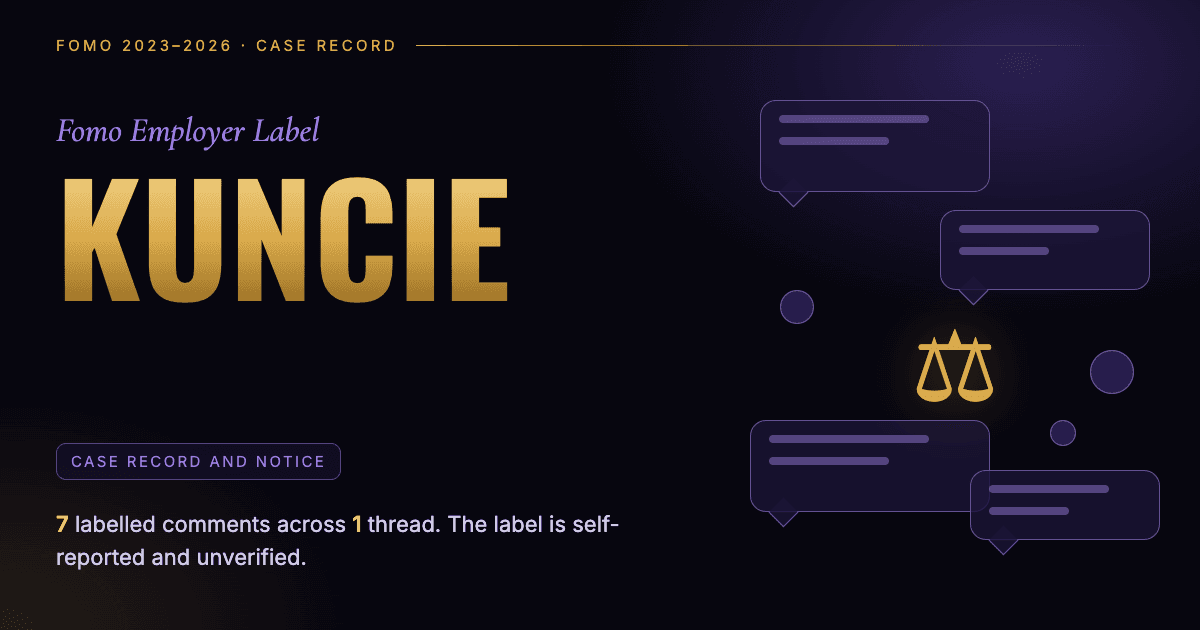 Header illustration: Fomo employer label Kuncie, case record and notice