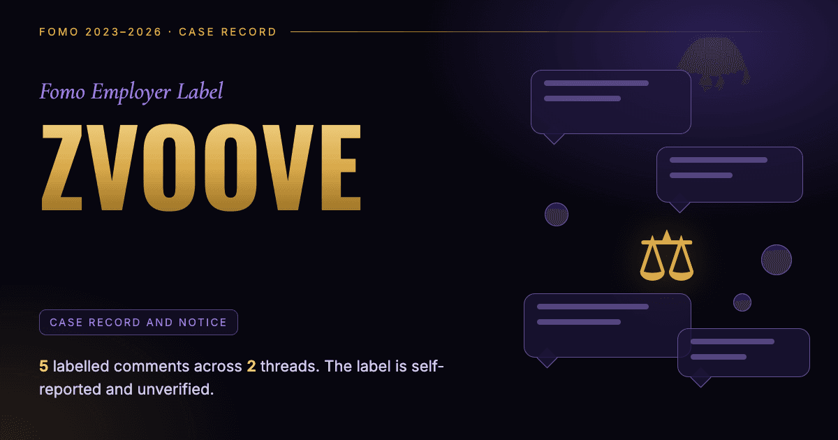 Header illustration: Fomo employer label Zvoove, case record and notice