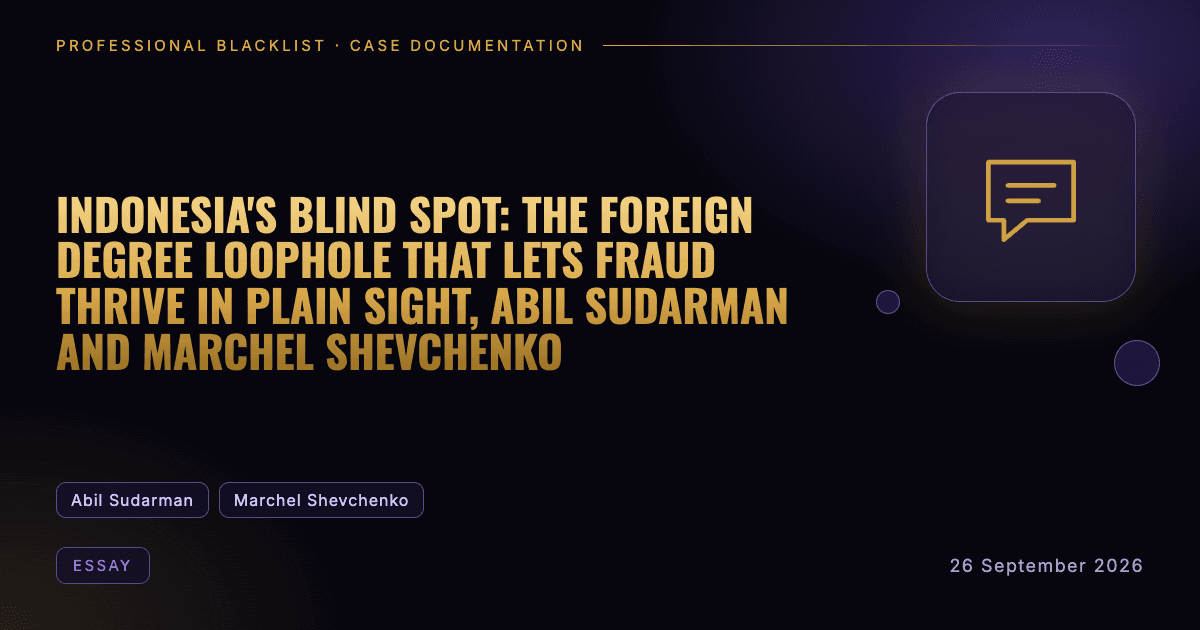 Header illustration: essay involving Abil Sudarman, Marchel Shevchenko