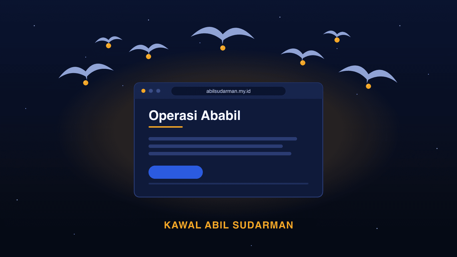 Header illustration: swifts carrying stones above the abilsudarman.my.id landing page
