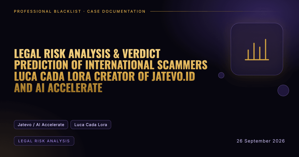 Header illustration: legal risk analysis involving Jatevo / AI Accelerate, Luca Cada Lora
