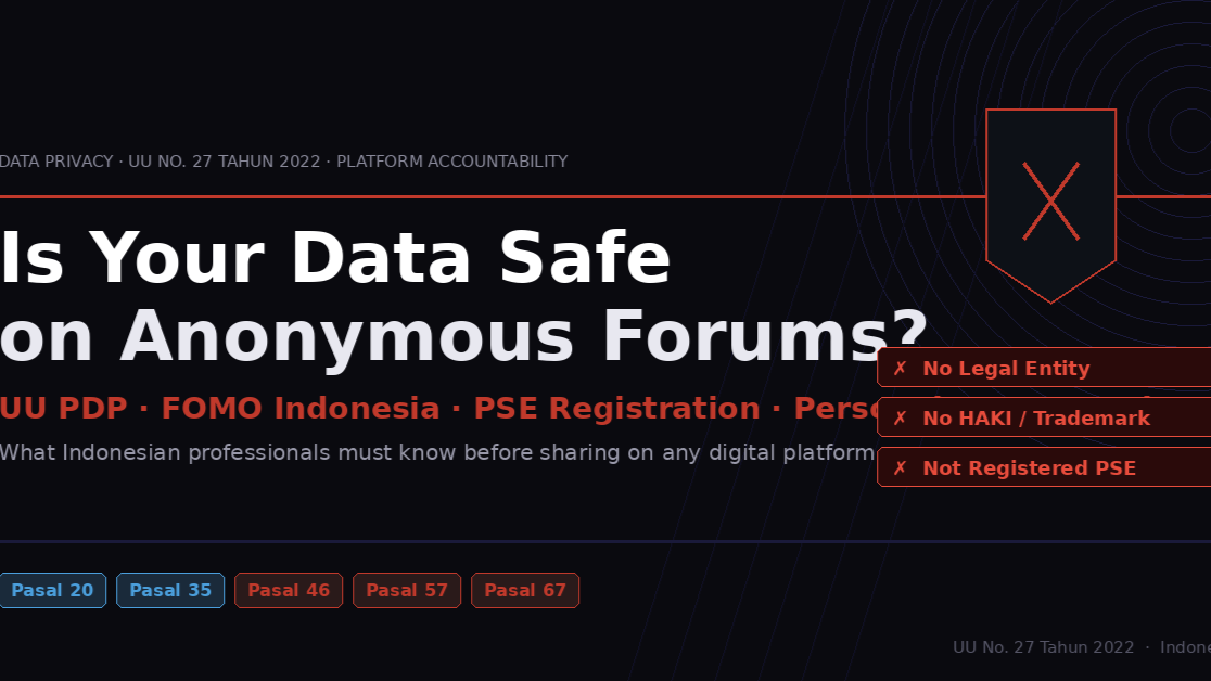Is Your Data Safe on Anonymous Forums? A Case Study on FOMO Indonesia and Indonesia's Personal Data Protection Law