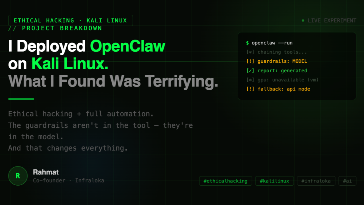 I Deployed OpenClaw on Kali Linux. What I Found Was Terrifying. By Rahmat Wibowo From Infraloka
