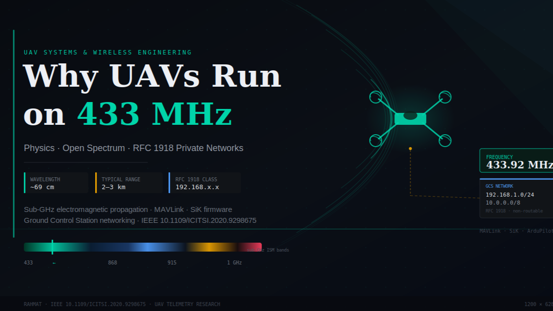 Why UAVs Trust 433 MHz: Physics, Open Spectrum & Private Networks By Rahmat Wibowo From Infraloka
