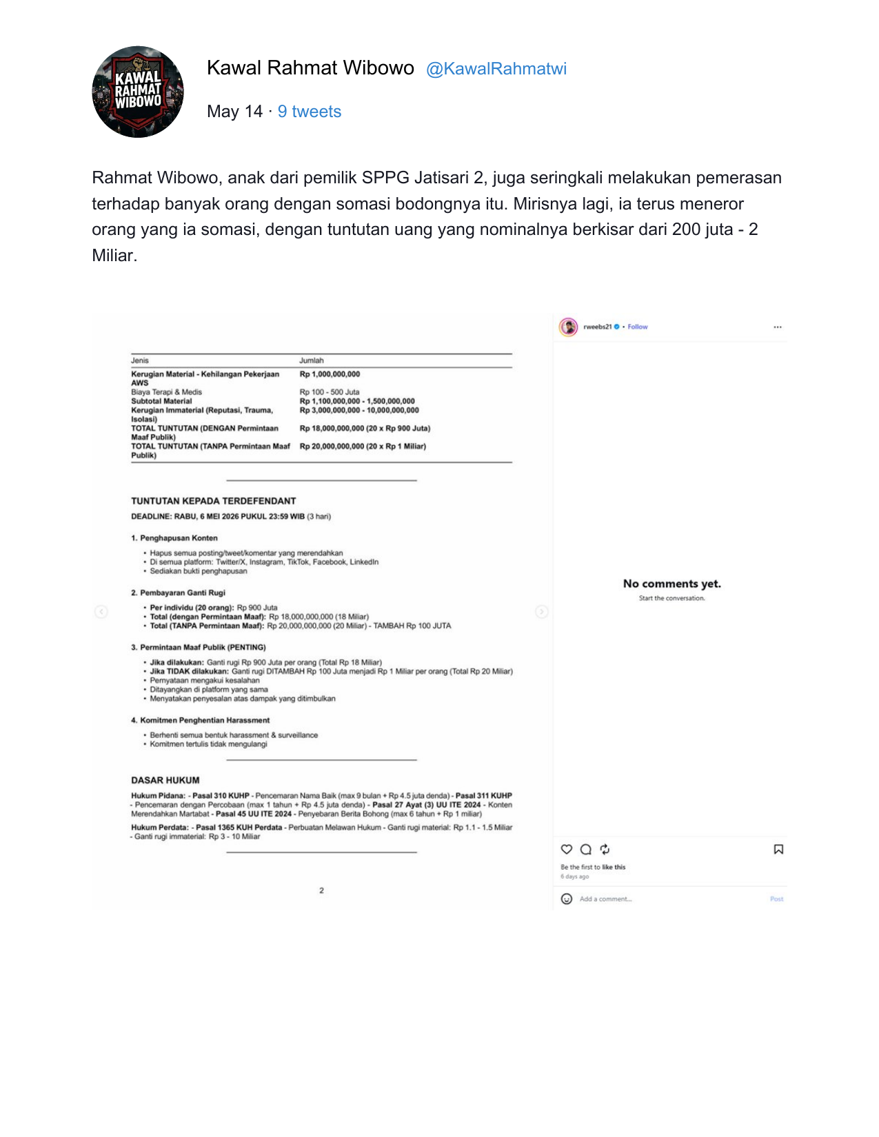 Analisis Risiko Hukum & Prediksi Putusan — Study Case of Kawalrahmatthread5