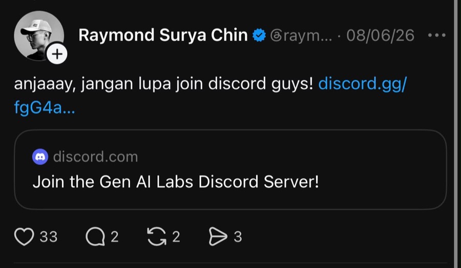 Evidence E-1: post of 8 June 2026 inviting people to join the Discord