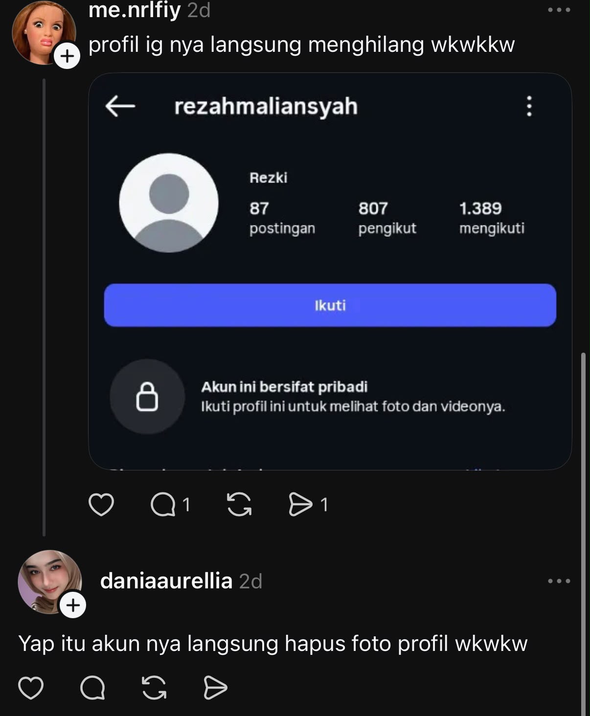 Evidence 04: the account after being locked/scrubbed