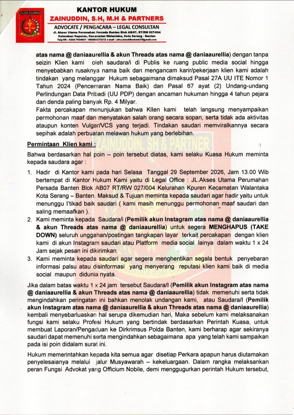 Evidence 06: the law firm's legal notice (page 2)