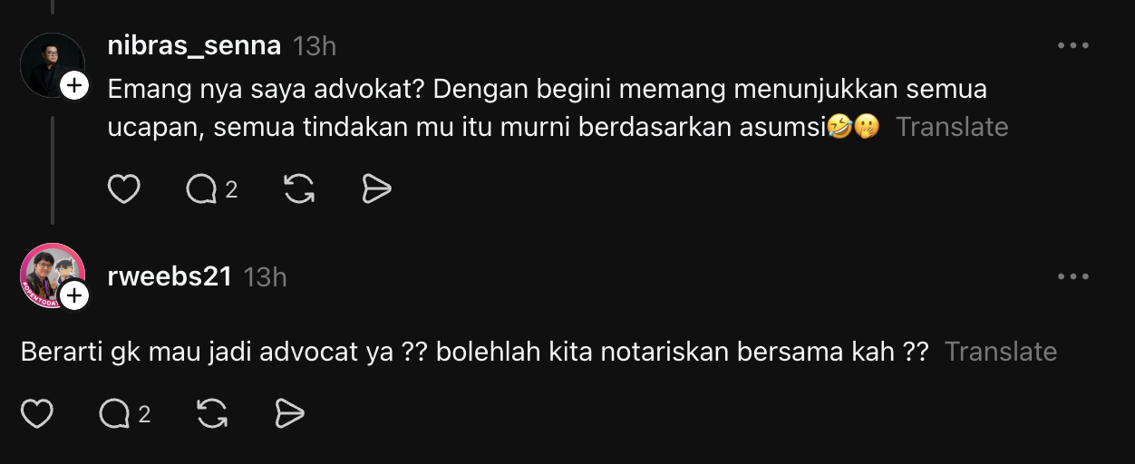Arif clarifying that he had not said he was an advocate