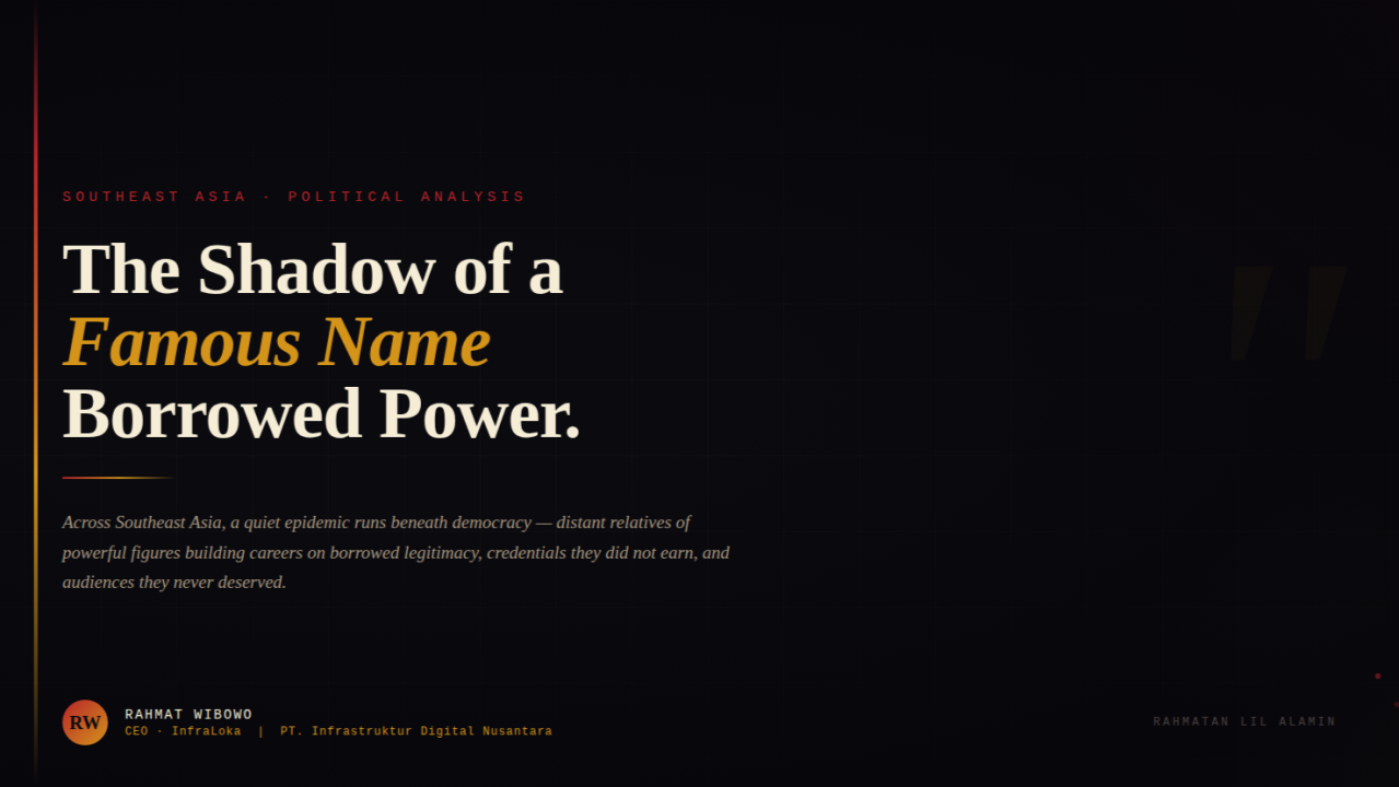 The Shadow of a Famous Name: How Political Kin Borrow Power They Never Earned Study Case of Zakaria Nuriman Wanda, Nephew of Mahfud MD