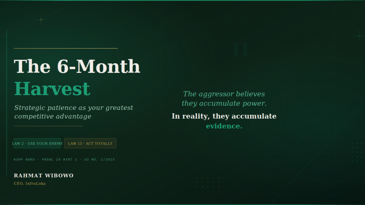 Ternak Hasidin, The 6-Month Harvest: How Sustained Public Hostility Can Become Your Greatest Competitive Advantage By Rahmat Wibowo From Infraloka