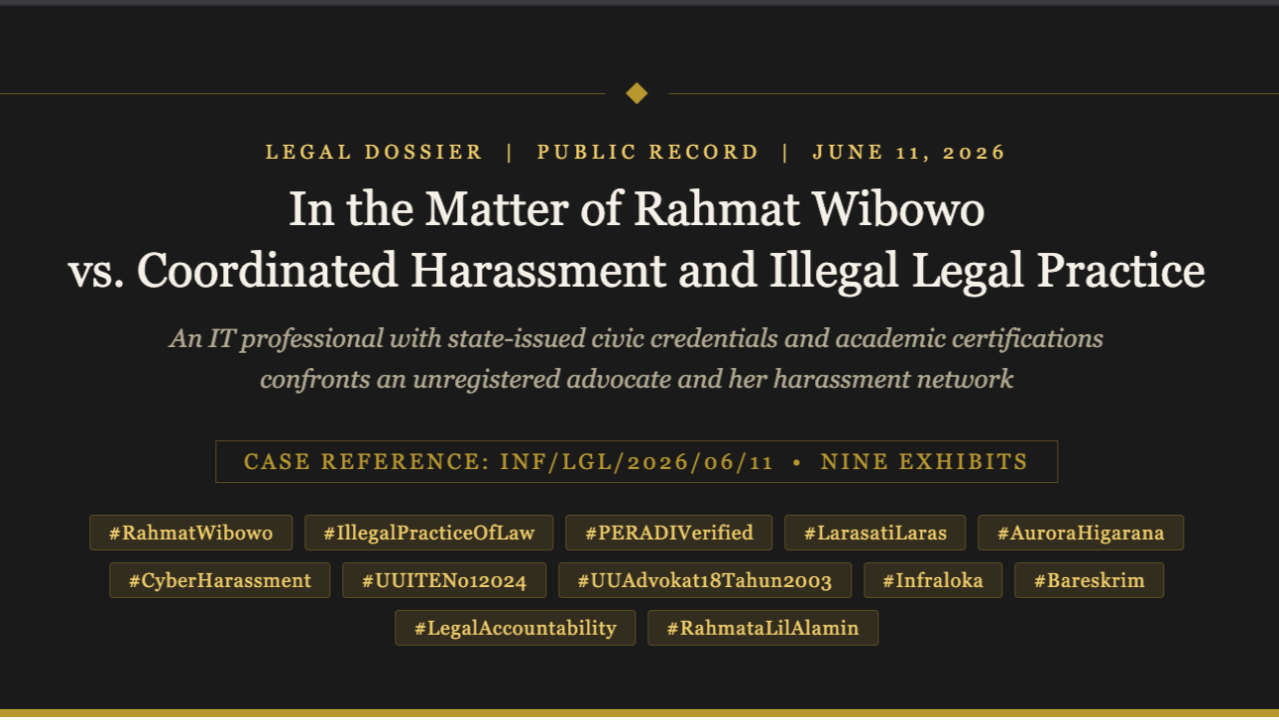 In the Matter of Rahmat Wibowo vs. Coordinated Harassment and Illegal Legal Practice