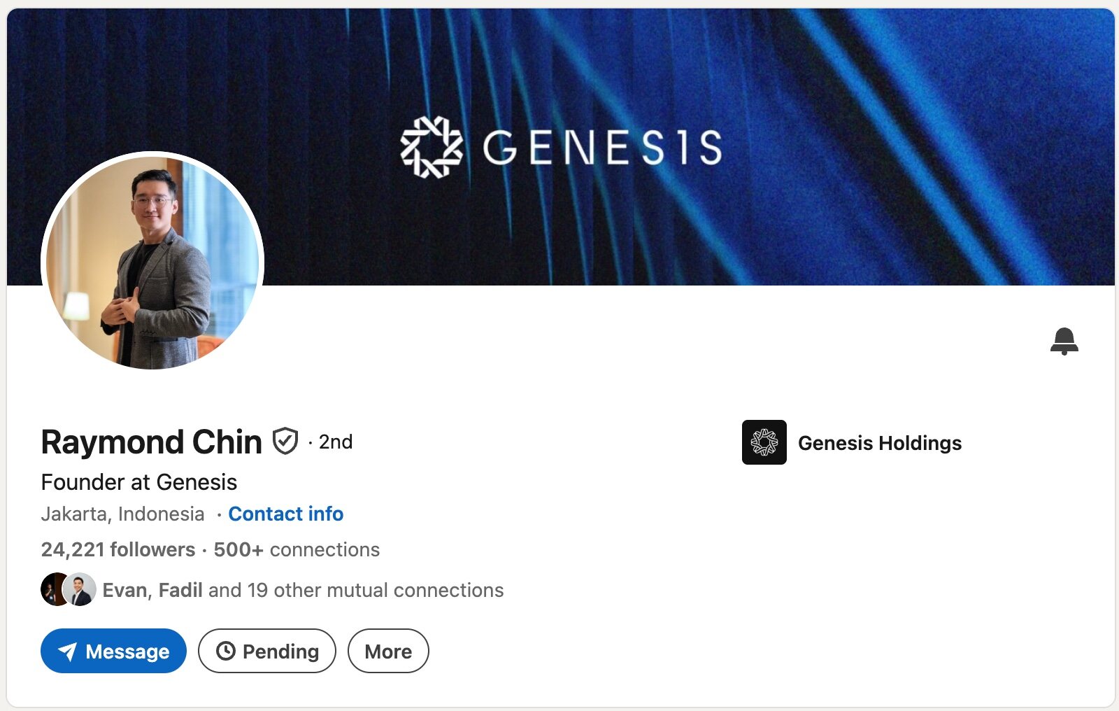 Raymond Chin's LinkedIn profile: Founder at Genesis, Jakarta, 24,221 followers