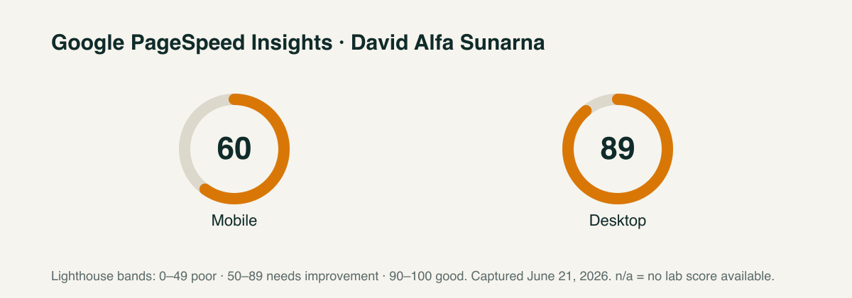 David Alfa Sunarna PageSpeed scores
