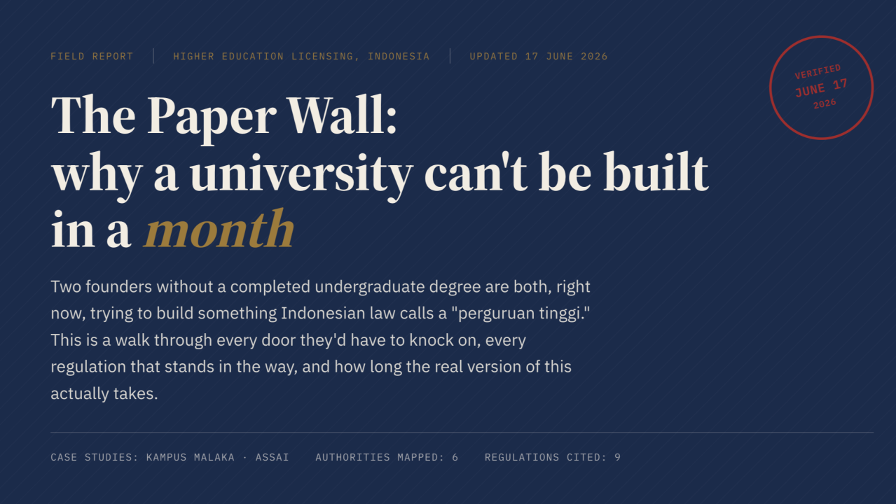 The Paper Wall: why a university can't be built in a month, Case Study of Abil Sudarman School of Artificial Intelligence and Kampus Malaka By Ferry Irwandi