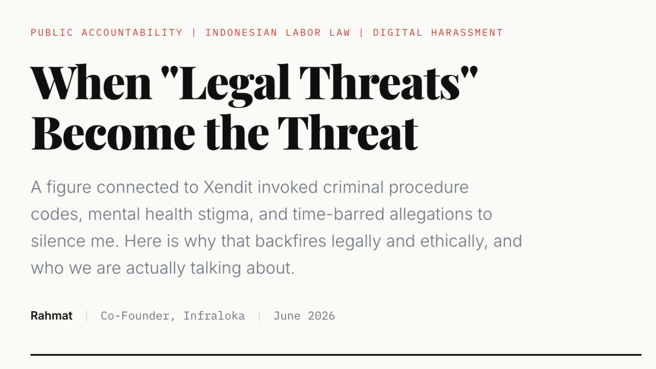 When "Legal Threats" Become the Threat, Misconduct By Burman Noviansyah CMU CISO Program Graduate and Xendit Company