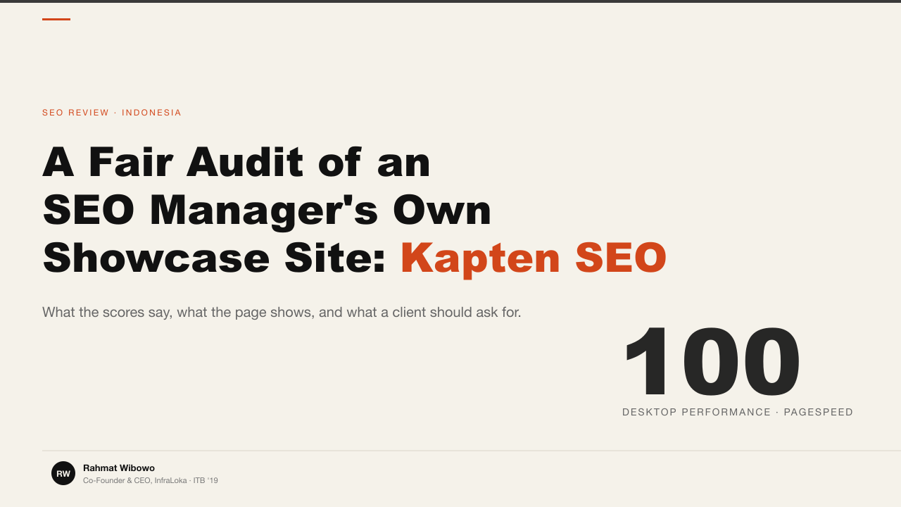 A fair audit of an SEO manager's own showcase site: Kapten SEO