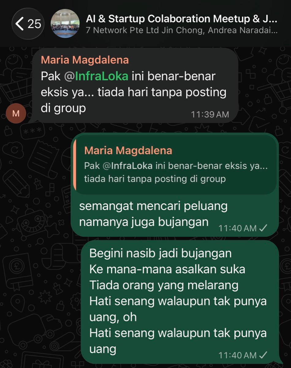 Maria Magdalena's message in the group and my reply