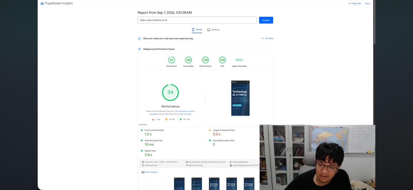 PageSpeed Insights, infraloka.co.id, mobile: 94/100