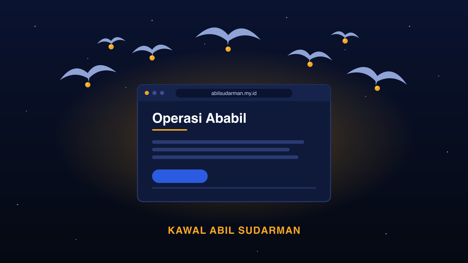 Header illustration: swifts carrying stones above the abilsudarman.my.id landing page