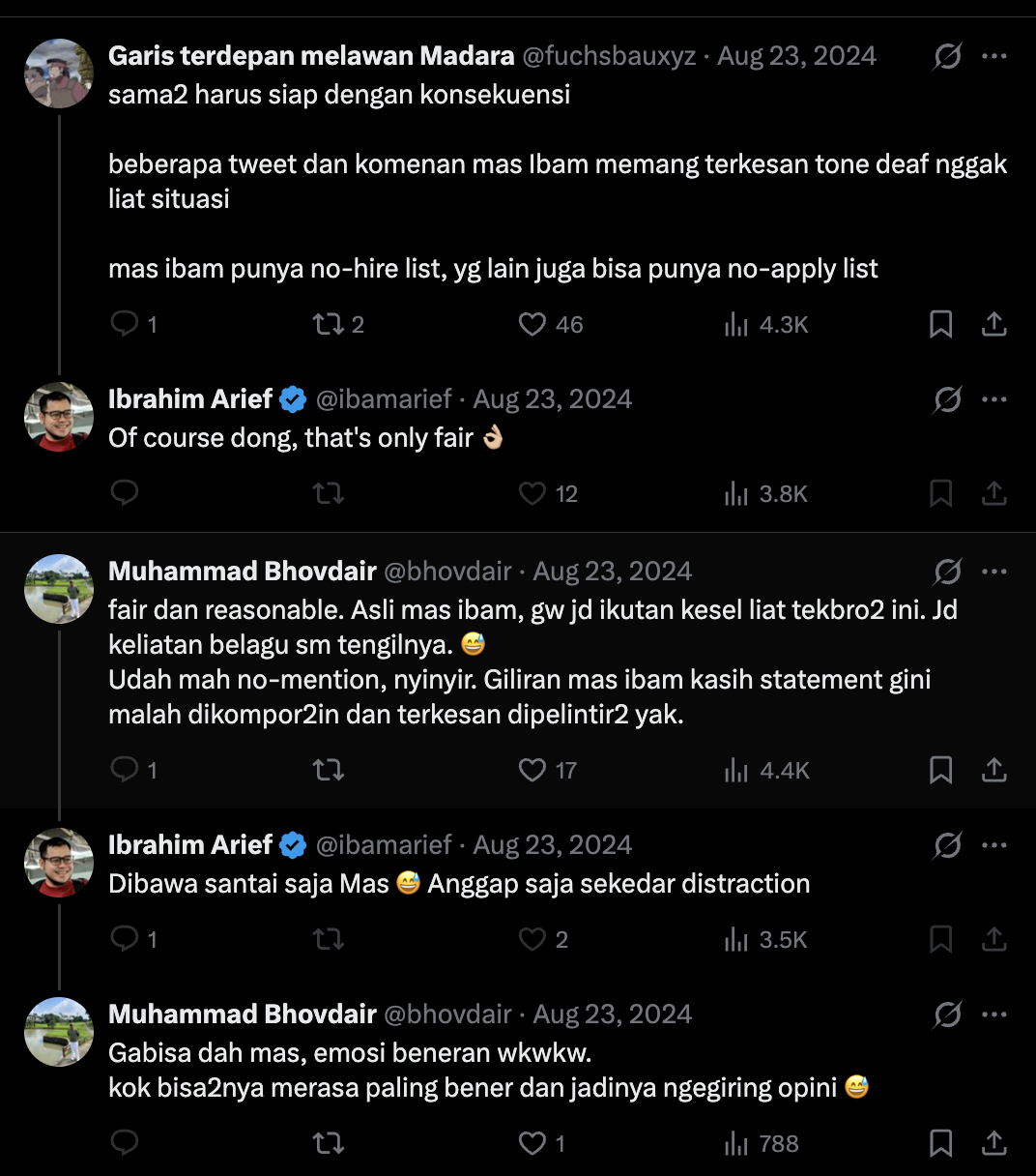 E11 screenshot: no-hire list and no-apply list