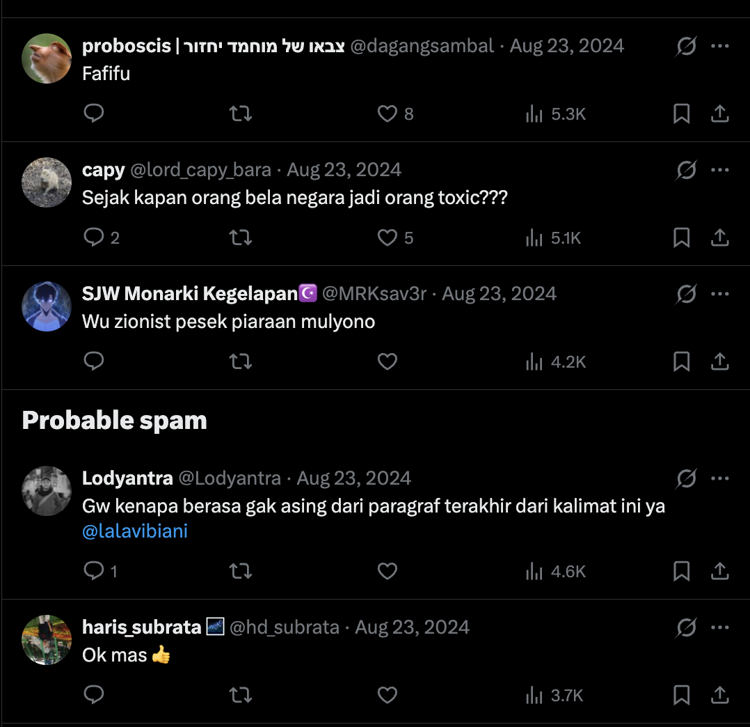 E18 screenshot: replies in a mocking tone