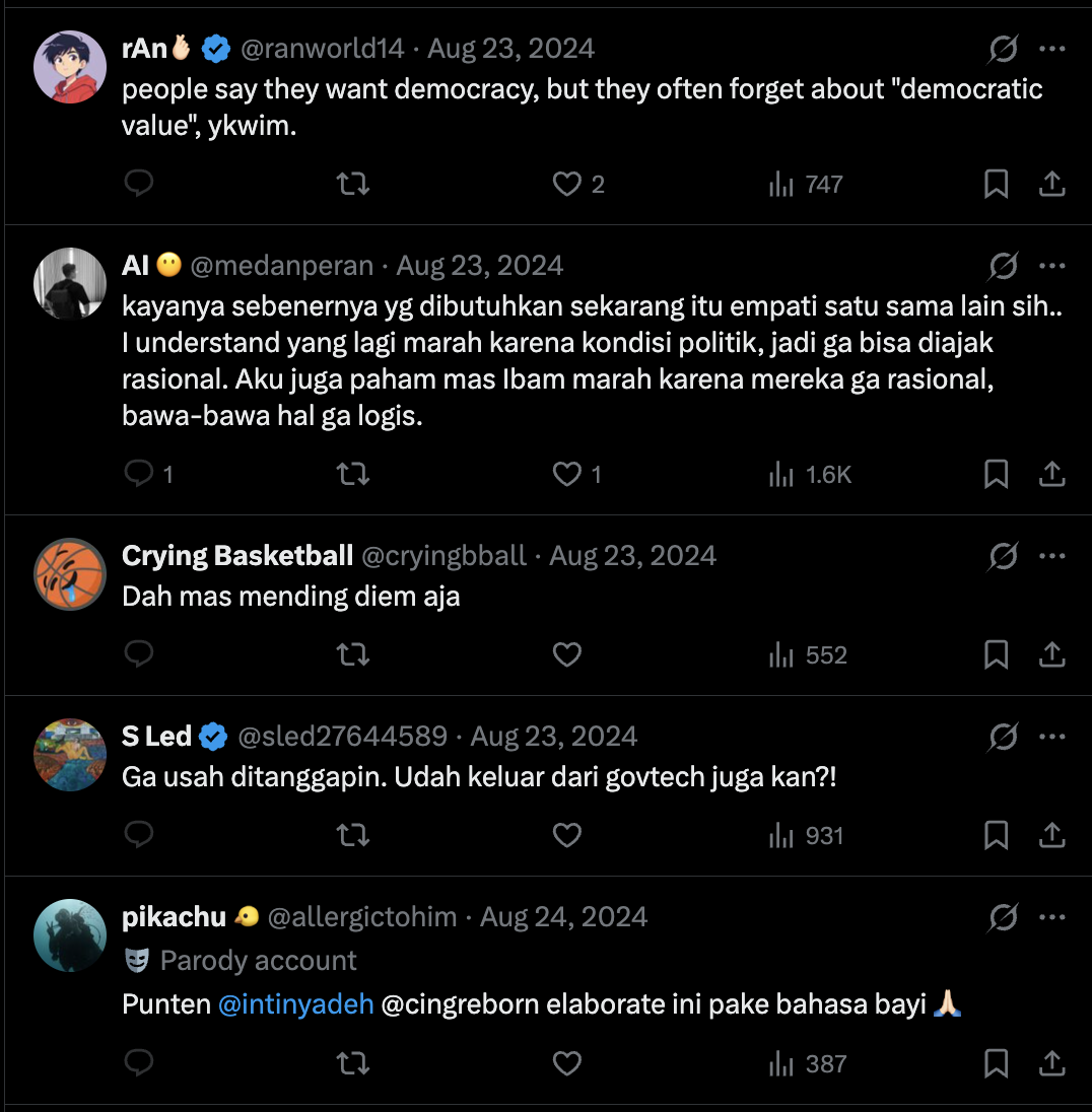 E19 screenshot: sympathetic replies and advice to stay quiet