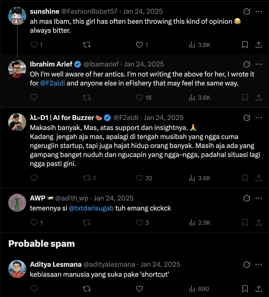 E25 screenshot: reply to a critic's comment
