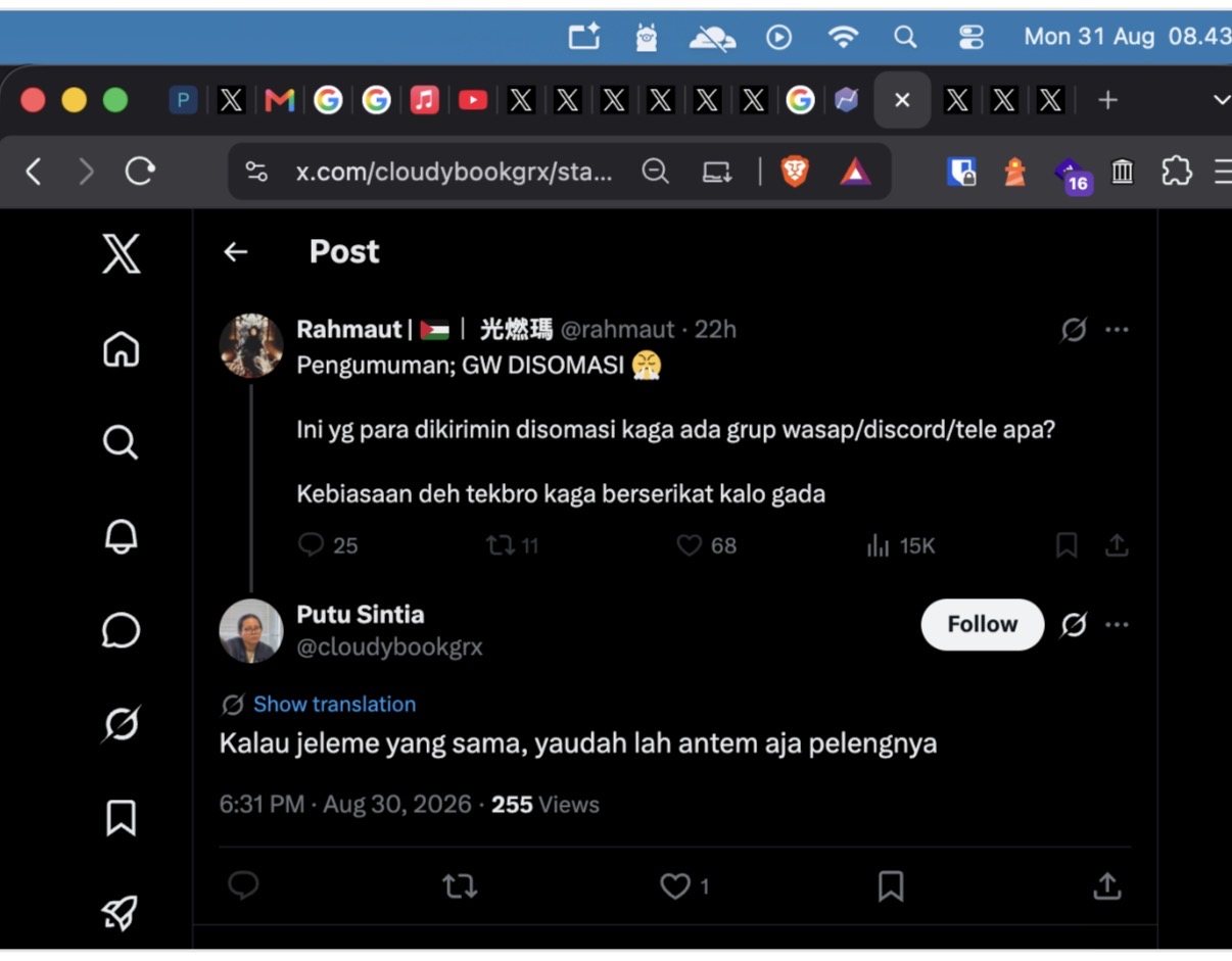 A further reply under the announcement, "Kalau jeleme yang sama, yaudah lah antem aja pelengnya"