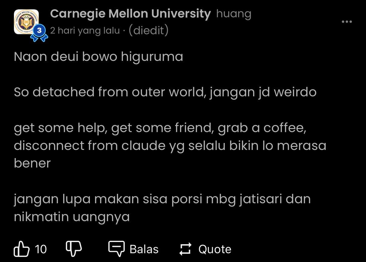 Evidence B-1: the first forum comment from an account displaying the name and logo of Carnegie Mellon University