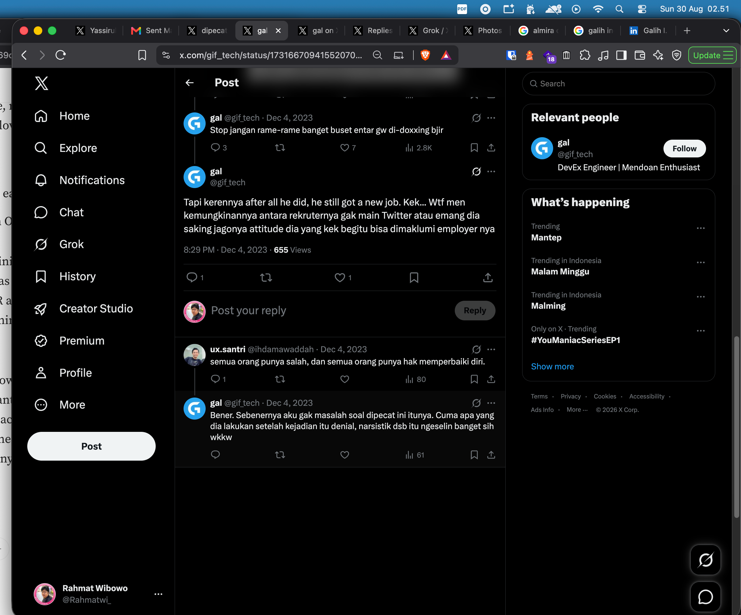 Annex image 5 (Evidence B-5): replies from @gif_tech on the same thread