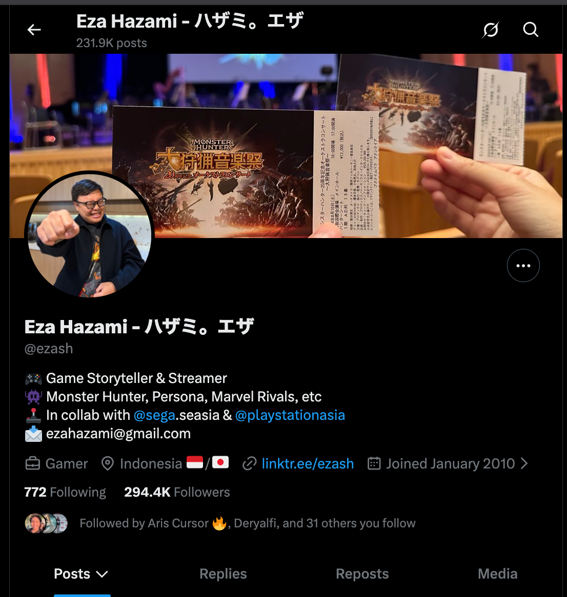 Evidence E-6: the X profile of @ezash