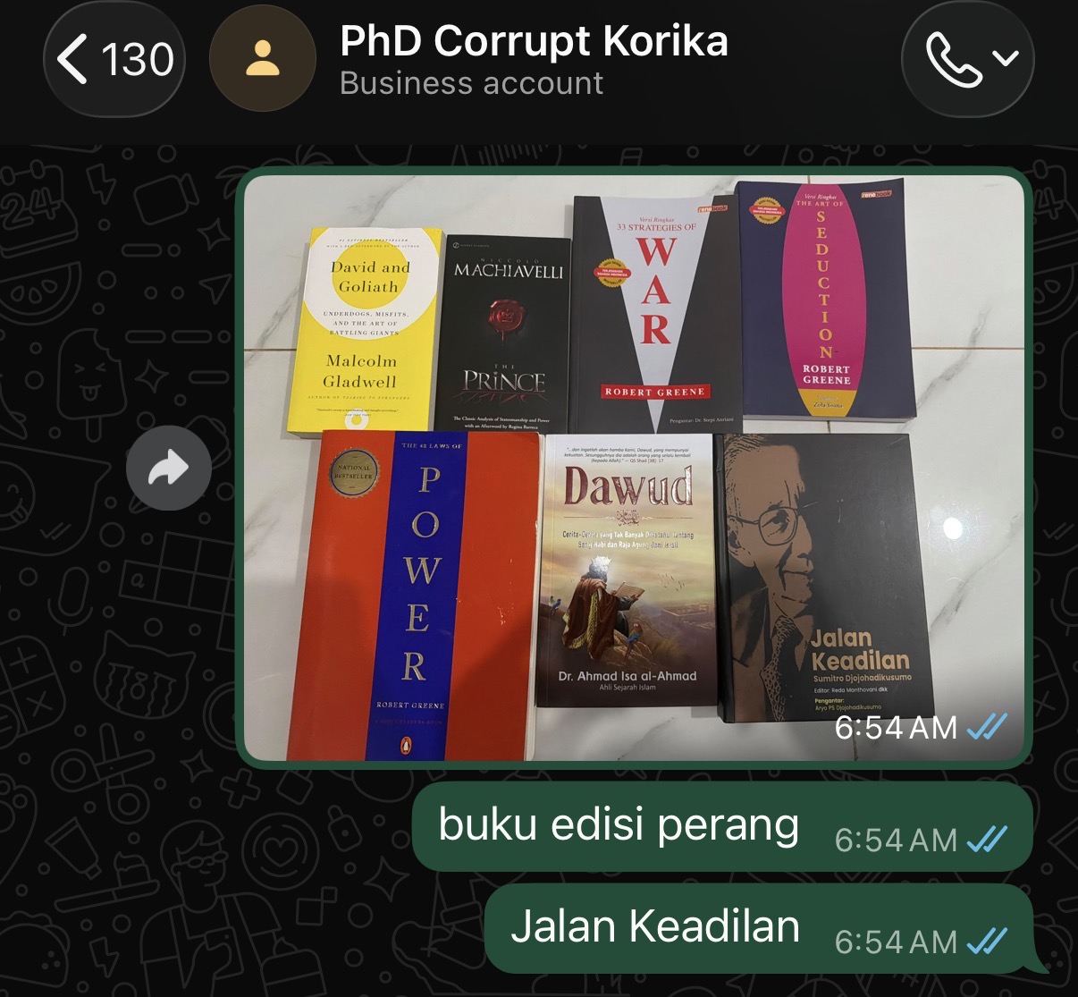Chat beginning with Machiavelli and Jalan Keadilan book references