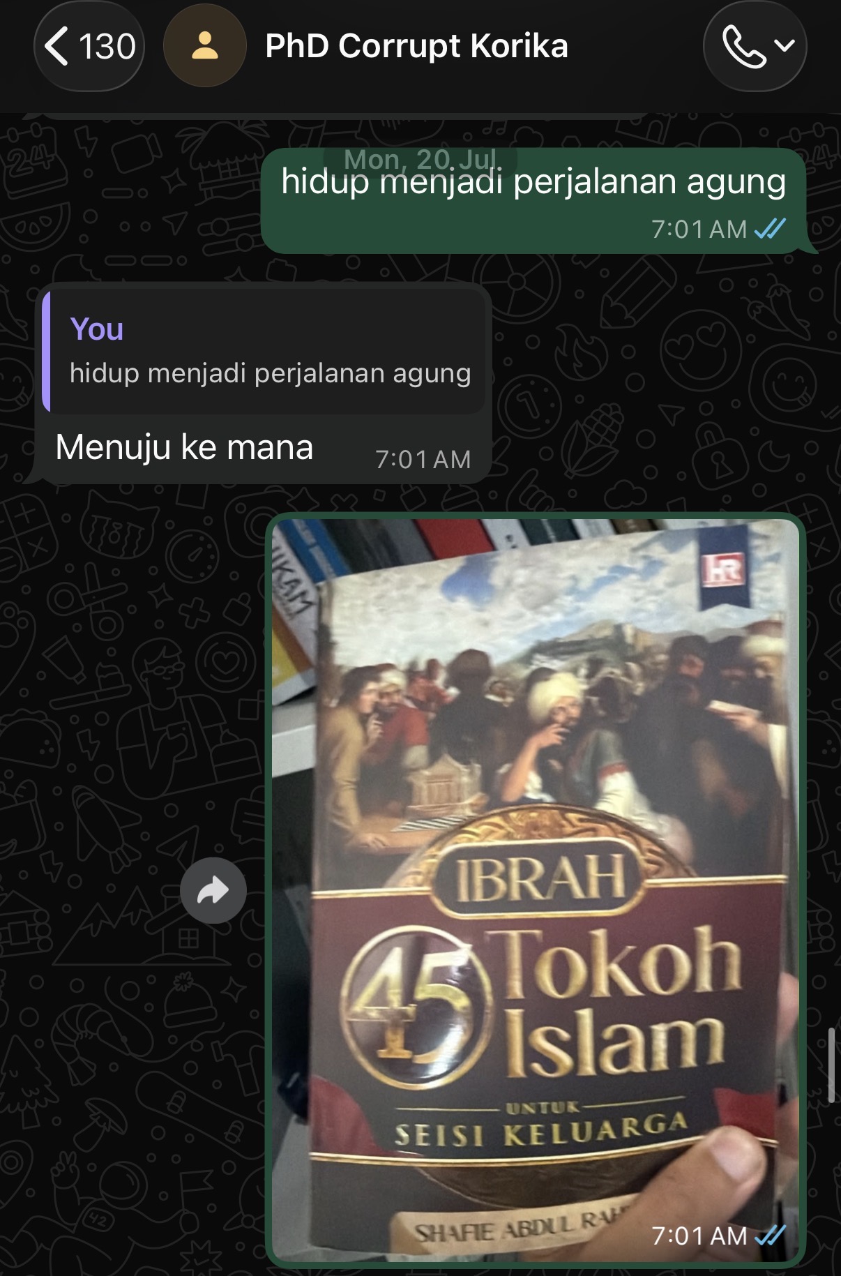 Chat describing life as a grand journey