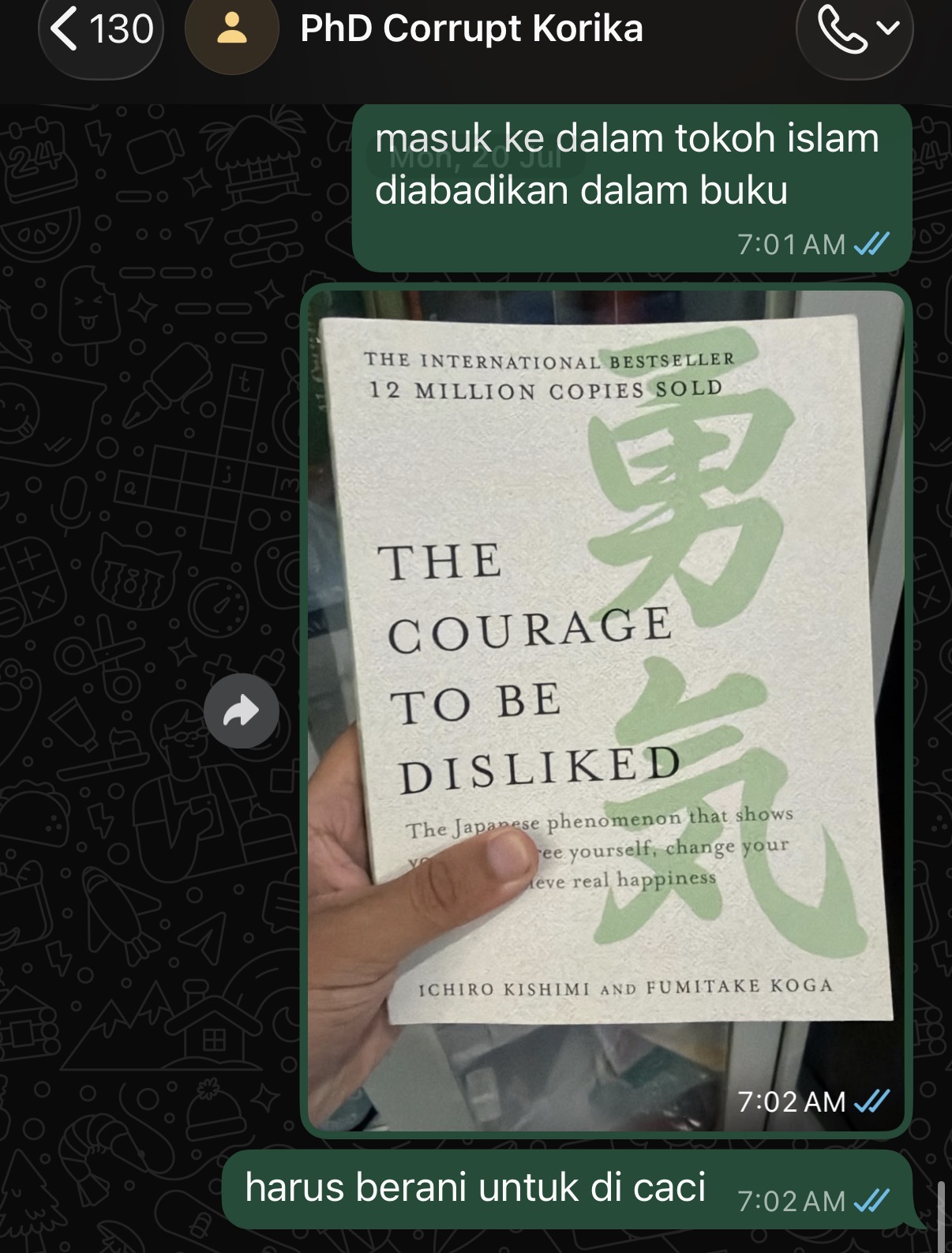 Chat about being recorded as an Islamic figure and The Courage to Be Disliked